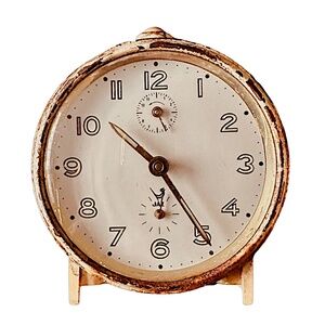 JAZ Vintage 1950s Desktop Clock 4” Analog Mechanical Alarm France